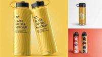 2985+ Metallic Thermo Flask Bottle PSD Mockup Creative Free Photoshop Template