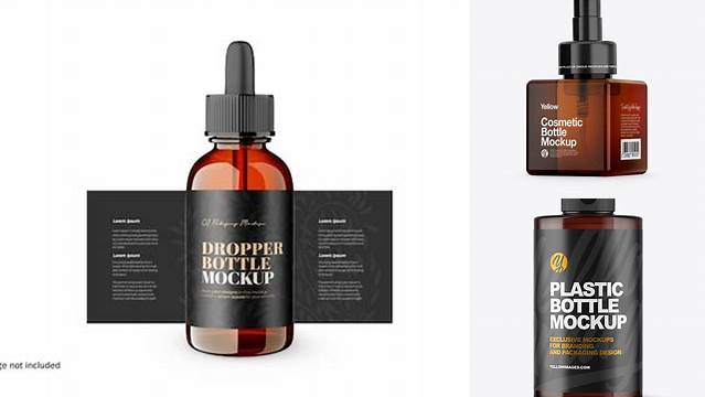 2986+ Amber Cosmetic Bottle PSD Mockup Half Side View Easy-to-Edit Photoshop Freebie