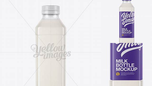 2986+ Clear PET Milk Bottle PSD Mockup Easy Editable