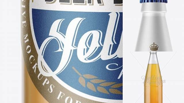 2988+ 568ml Clear Glass Bottle with Lager Beer PSD Mockup High-Quality Creative PSD