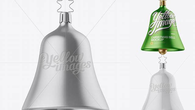 2989+ Metallic Christmas Bell PSD Mockup Front View Creative Layered Design File