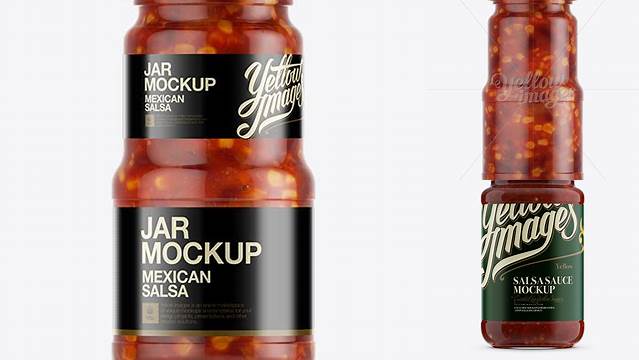 2989+ Mexican Salsa Jar PSD Mockup Exclusive Free Photoshop Asset