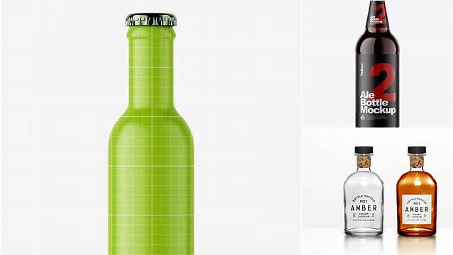 2996+ Clear Glass Bottle With Red Ale PSD Mockup Premium Free Graphic Resource