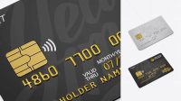 300+ Credit Card PSD Mockup Halfside View High-Angle Shot Smart Object-Based PSD Template Free