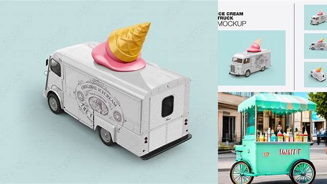 3002+ Ice Cream Car Mockup Easy Editable