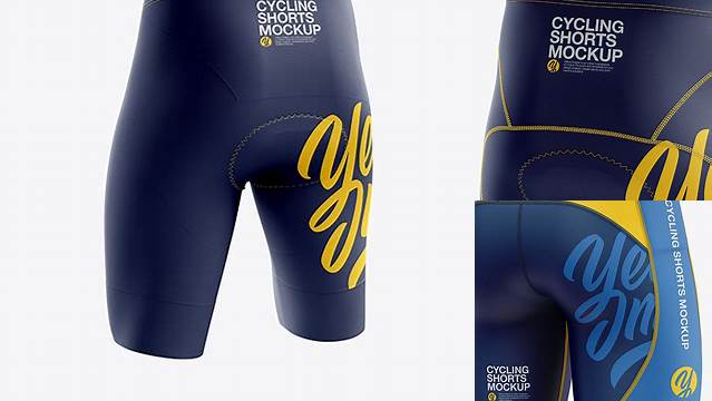 3002+ Men’s Cycling Shorts PSD Mockup Back Left Half Side View Download Now Free PSD Template