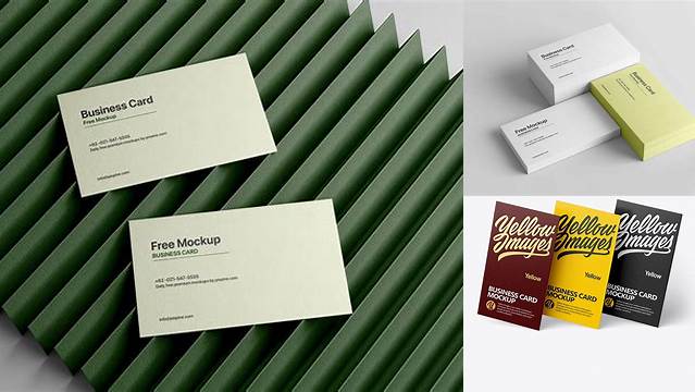 3002+ Three Textured Business Cards PSD Mockup Half Side View High-Angle Shot Digital Resource Free Download