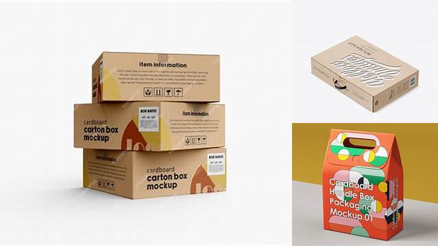 3003+ Carton Box with Handle PSD Mockup Half Side View Fully Editable PSD Template