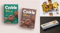 3003+ Glossy Cookie Package PSD Mockup Smart Object-Based PSD Template Free