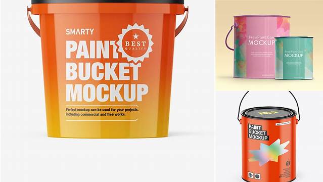 3005+ Glossy Paint Bucket PSD Mockup Free Mockup Templates