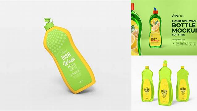 3006+ 500ml Dishwashing Bottle PSD Mockup Digital Resource Free Download