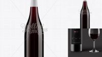 3007+ 750ml Clear Glass Burgundy Bottle with Red Wine PSD Mockup Creative Photoshop Resources