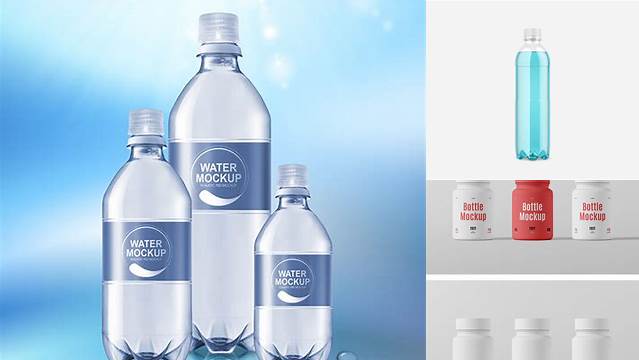 3007+ Blue Plastic Bottle PSD Mockup Elegant and Stylish Mockup