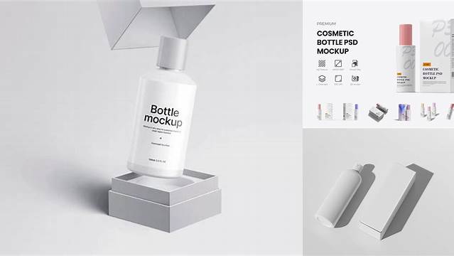 3007+ Ceramic Cosmetic Bottle PSD Mockup Premium Free Graphic Resource