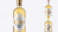 3008+ Golden Tequila Bottle with Wooden Cap PSD Mockup Versatile Mockup for Designers