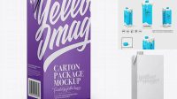 3012+ 1L Carton Package PSD Mockup Half Side View High-End Creative PSD Template