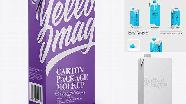 3012+ 1L Carton Package PSD Mockup Half Side View High-End Creative PSD Template