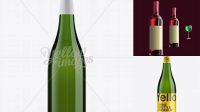 3014+ 750ml Green Glass Burgundy Wine Bottle PSD Mockup Versatile Photoshop File