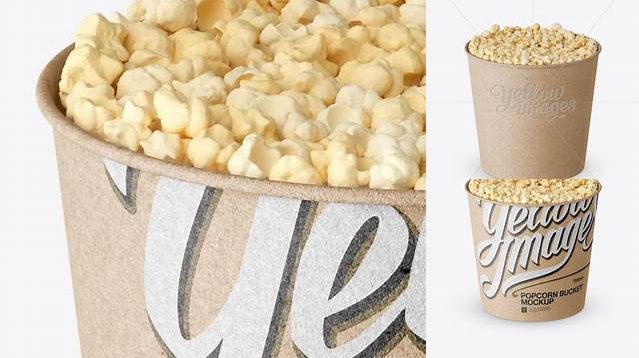 3014+ Large Kraft Paper Popcorn Bucket PSD Mockup High-Angle Shot Download Customizable PSD