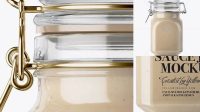 3015+ 900ml Cesar Sauce Glass Jar with Clamp Lid PSD Mockup Half Side View Unique High-Resolution PSD