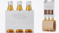 3015+ White Paper 3 Pack Beer Bottle Carrier PSD Mockup Halfside View High-Angle Shot Advanced Photoshop Design Free