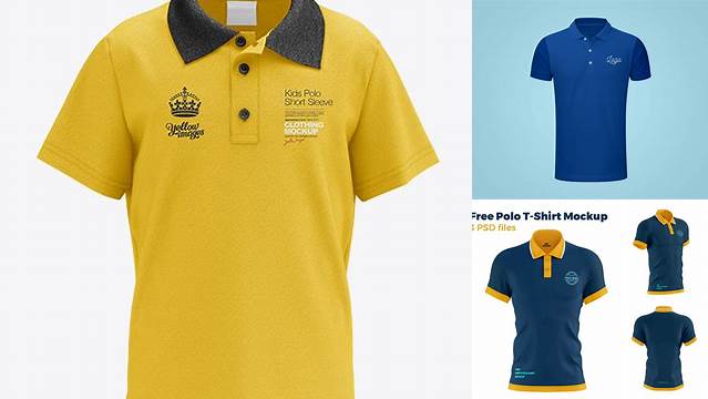 3016+ Kids Polo HQ PSD Mockup Front View Free Editable Photoshop Template