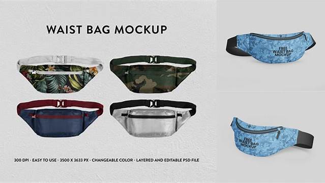 3022+ Waist Bag Mockup Free Free PSD