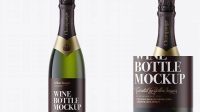 3023+ Green Glass Champagne Bottle with Textured Foil PSD Mockup PSD Download