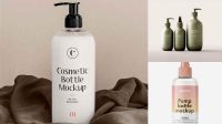 3026+ Matte Cream Bottle with Pump PSD Mockup Front View High-End Photoshop Mockup