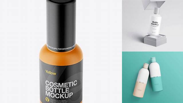 3027+ Matte Cosmetic Bottle PSD Mockup Front View Modern PSD Templates