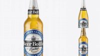 3029+ 500ml Clear Glass Lager Beer Bottle PSD Mockup Photoshop Resource Free