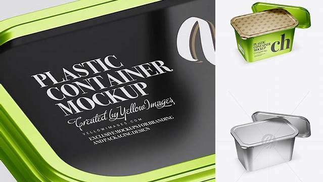 3029+ Opened Metallic Container PSD Mockup Half Side View Editable Graphic Free PSD