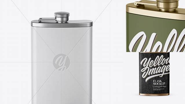 303+ Steel Flask With Matte Wrap PSD Mockup High-Angle Shot Photoshop Resource Free