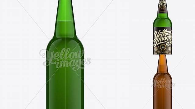 3030+ 660ml Long-Neck Green Bottle PSD Mockup Advanced Photoshop Design Free