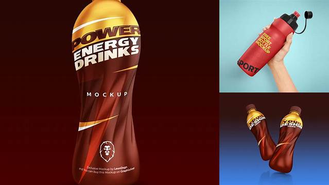 3031+ Energy Drink Bottle with Sport Cap PSD Mockup Custom Mockup PSD for Free