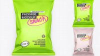 3033+ Matte Metallic Snack Package PSD Mockup Front View Advanced Photoshop Template