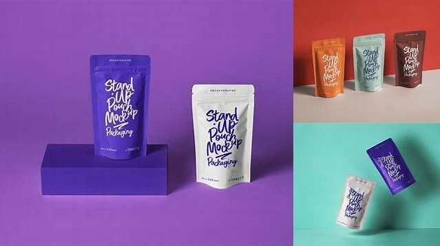 3034+ Glossy Stand-Up Pouch PSD Mockup Front View High Angle Shot Professional Photoshop Design Freebie