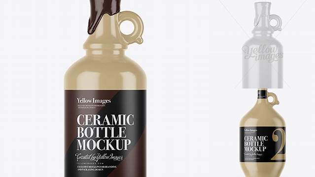 3035+ Glossy Ceramic Bottle With Handle & Wax Top PSD Mockup Editable Graphic Design Files