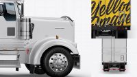 3035+ Kenworth Refrigerator Truck HQ PSD Mockup Back View Unique High-Resolution PSD