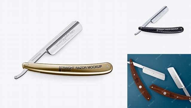 3035+ Straight Razor With Carbon Handle PSD Mockup Free Smart Object Templates