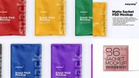 3039+ Matte Sachet PSD Mockup Top View Exclusive and Stylish Design PSD