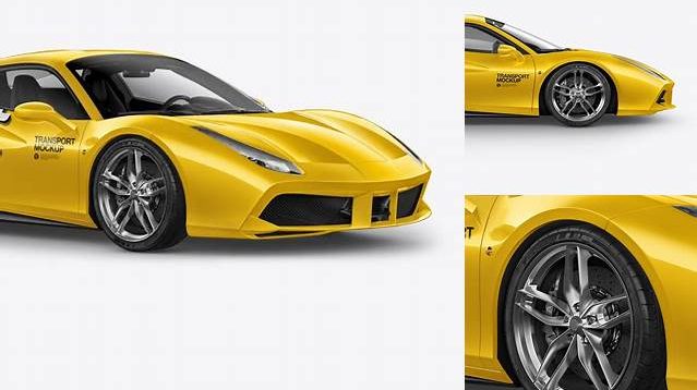 304+ Ferrari 488 PSD Mockup Half Side View Professional Quality PSD Freebie