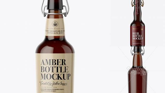 3040+ Amber Glass Beugel Bottle PSD Mockup Smart Object PSD Template