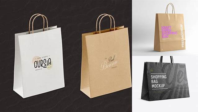 3041+ Kraft Paper Shopping Bag PSD Mockup Halfside View Custom Mockup Graphic Design