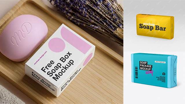 3042+ Matte Soap Bar Package PSD Mockup Half Side View Editable Design PSD File