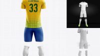 3045+ Men’s Full Soccer Kit with Mandarin Collar Shirt PSD Mockup Back View Elegant and Versatile PSD Resource