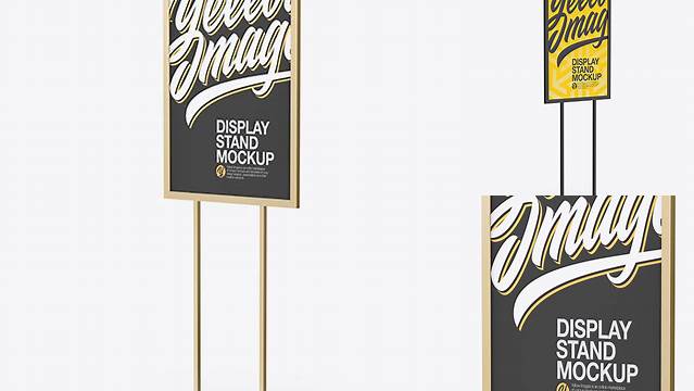 3046+ A1 Display Stand PSD Mockup Half Side View Digital Download