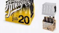 3047+ 20 Pack Amber Bottles PSD Mockup Halfside View High-Angle Shot High-Quality Creative PSD