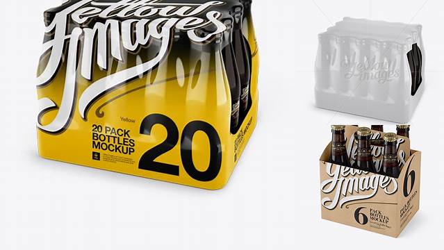 3047+ 20 Pack Amber Bottles PSD Mockup Halfside View High-Angle Shot High-Quality Creative PSD