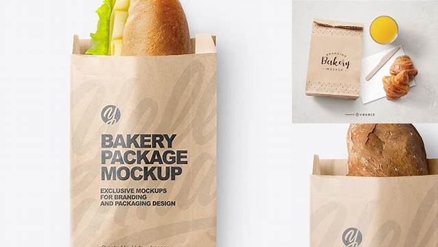 3047+ Kraft Paper Bakery Bag PSD Mockup Creative Free Photoshop Template